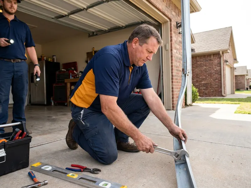 Bent Garage Door Track Repair in Mustang, OK
