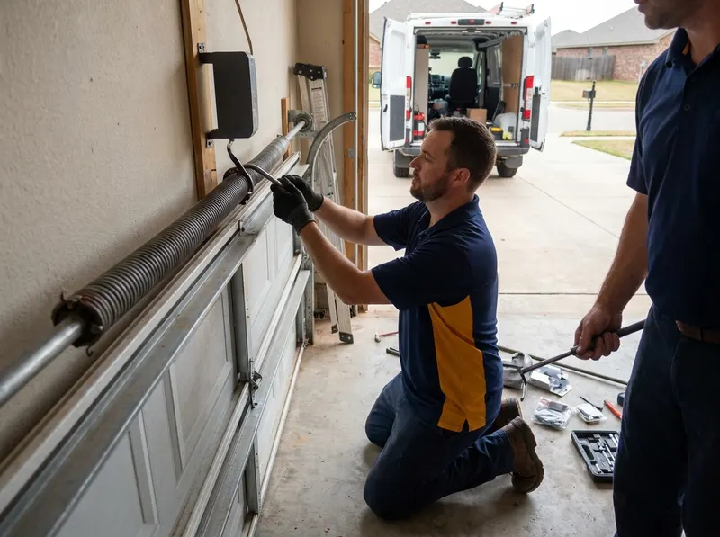Broken Garage Door Spring Replacement in Mustang, OK